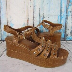 Vince Camuto Kabria Wedge Studded Platform Sandals Size 11 M, Tawny Birch NWOB